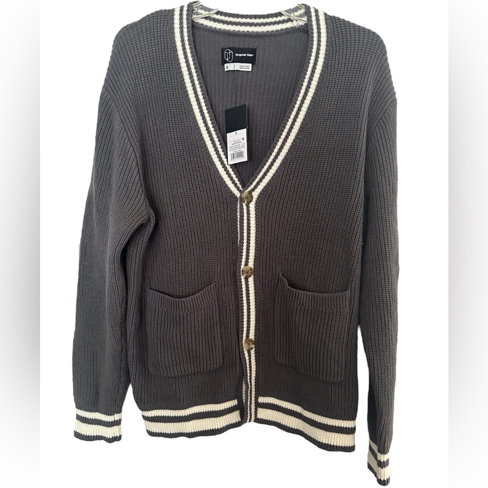 NWT Men's Original Use Button Down Gray Cardigan Sweater- Size Small